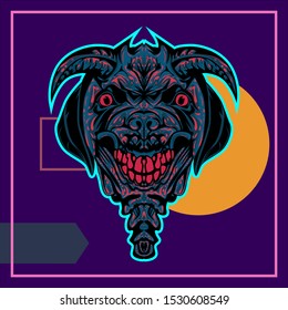 illustration of a devil dog. dog head