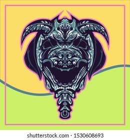 illustration of a devil dog. dog head