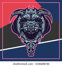 illustration of a devil dog. dog head