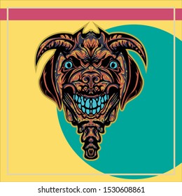illustration of a devil dog. dog head