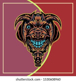 illustration of a devil dog. dog head