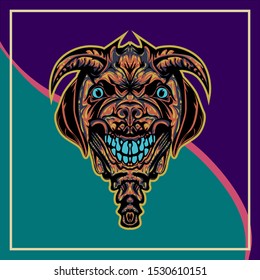 illustration of a devil dog. dog head