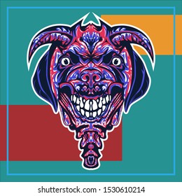 illustration of a devil dog. dog head