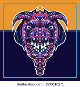 illustration of a devil dog. dog head