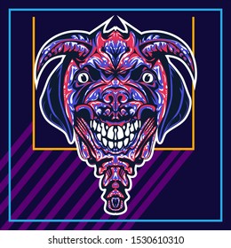 illustration of a devil dog. dog head