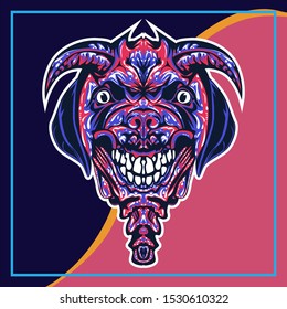 illustration of a devil dog. dog head