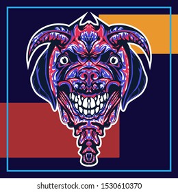 illustration of a devil dog. dog head