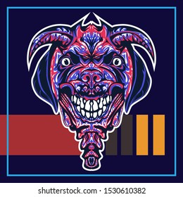 illustration of a devil dog. dog head
