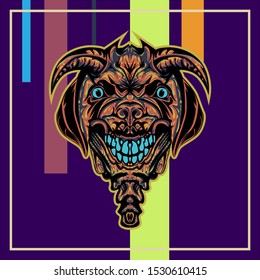 illustration of a devil dog. dog head