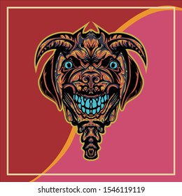 illustration of a devil dog. dog head