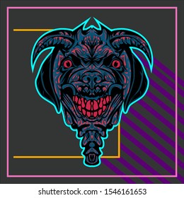 illustration of a devil dog. dog head