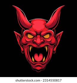 illustration of devil head with vintage style