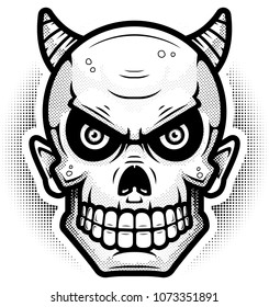 An illustration of a devil looking evil.