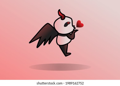 illustration of the devil panda. suitable for clothes, stickers, logos and others