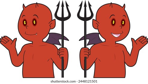 Illustration of a devil raising one hand