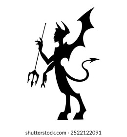 Illustration of a devil silhouette with a trident, source design