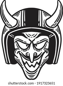 illustration of a devil wearing a helmet