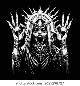 illustration of a devil worshipper for a moment
