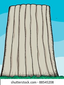 Illustration of Devil's Tower National Monument in Wyoming, United States.