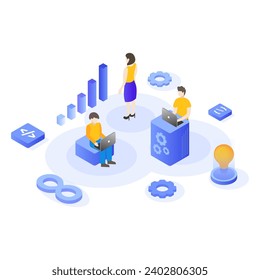 Illustration of the DevOps team working on the project