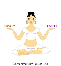 Illustration devoted to a choice between family and career.