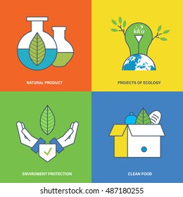 The illustration is devoted a subject of environmental protection, production and consumption of natural pure products. Vector graphics. It is possible to use in banners, advertising, brochures.