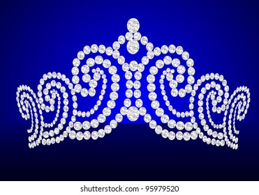 illustration diadem feminine wedding on turn blue background