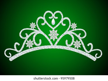 illustration diadem feminine wedding with pearl on green