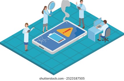 Illustration of diagnosing a smartphone malfunction