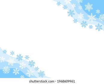 Illustration of diagonal frame of snowflakes and cold waves