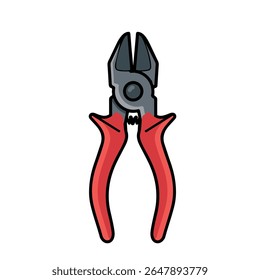Illustration of Diagonal Pliers with Red Handles flat