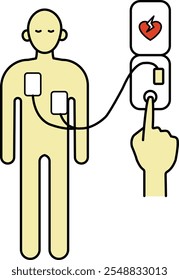 Illustration of a diagram of how to use an AED.