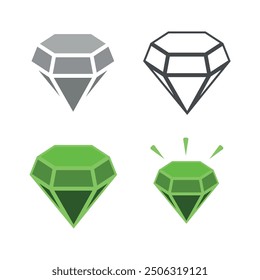 Illustration a diamond with four different style.