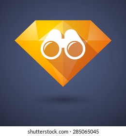 Illustration of a diamond icon with a binoculars