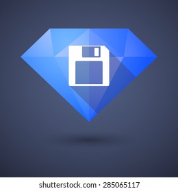 Illustration of a diamond icon with a floppy