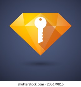 Illustration of a diamond icon with a key