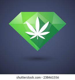 Illustration of a diamond icon with a marijuana leaf