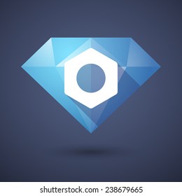 Illustration of a diamond icon with a nut