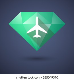Illustration of a diamond icon with a plane