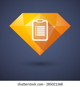 Illustration of a diamond icon with a report