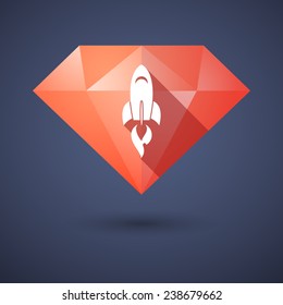 Illustration of a diamond icon with a rocket