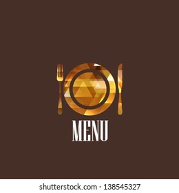 illustration with diamond plate, fork and knife