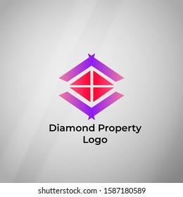 Illustration Diamond Property of logo with gradient for property home and building shop or business and company