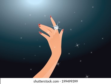 Illustration Of Diamond Ring On Woman Finger