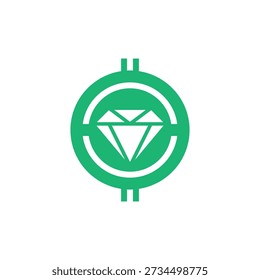 Illustration of diamond shape crypto coin vector