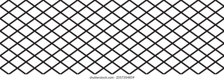 Illustration of diamond shape mesh texture. Seamless metal grid pattern in vector. 