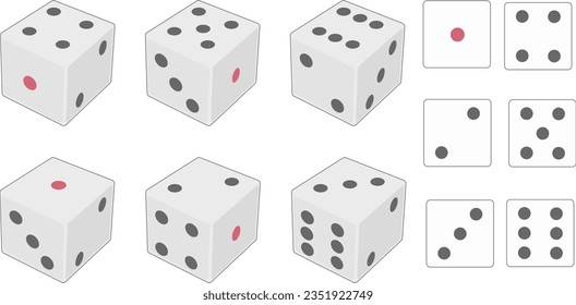 Illustration of dice from 1 to 6