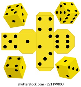 Illustration of the dice cubes and template