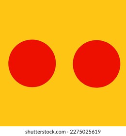 Illustration of dice or domino cards. Abstract Design. Simple design. Red sun in a yellow sky.