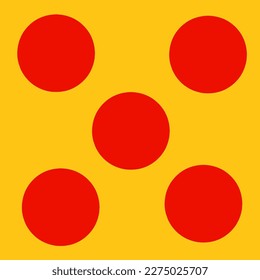 Illustration of dice or domino cards. Abstract Design. Simple design. Red sun in a yellow sky.